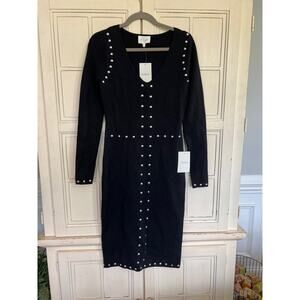 NWT Bohme size medium black sweater dress with silver stud details